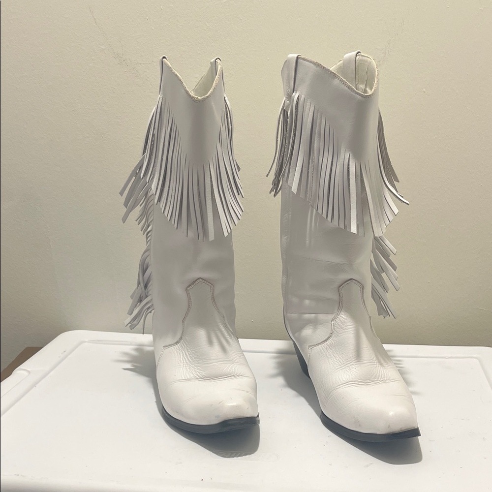 White Fringe Women's Boots